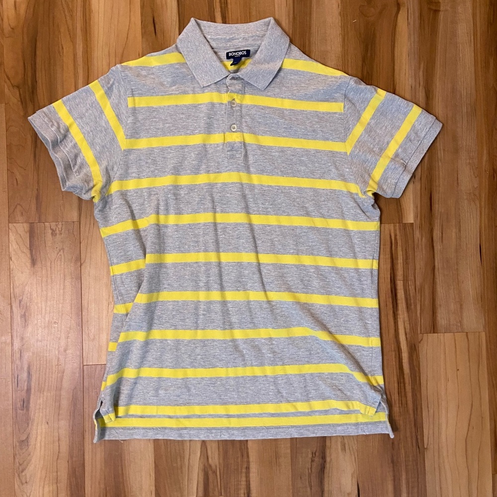 Bonobos Gray and Yellow Striped Polo Shirt